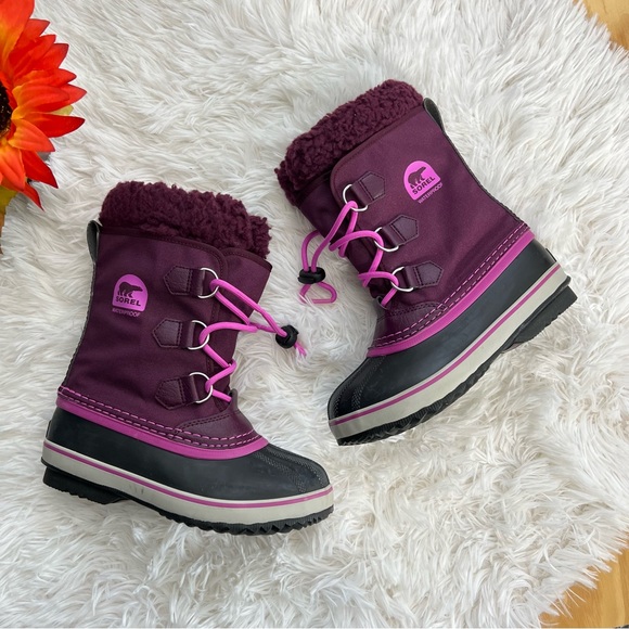 Sorel PAC Boots Purple Textile
Waterproof Rubber Removable Lining Size 2 - Picture 9 of 12